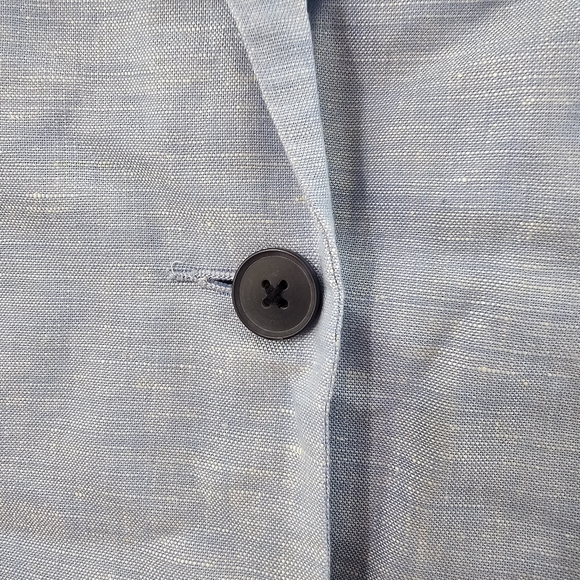 GAP Linen Cotton Blazer Chambray Light Blue Lined Single One Button NWT Size 14 - Picture 3 of 10